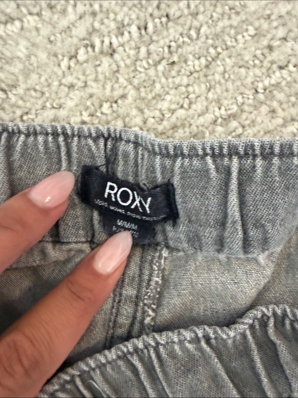 Roxy Washed Gray Elastic Drawstring Shorts - Picture 2 of 3
